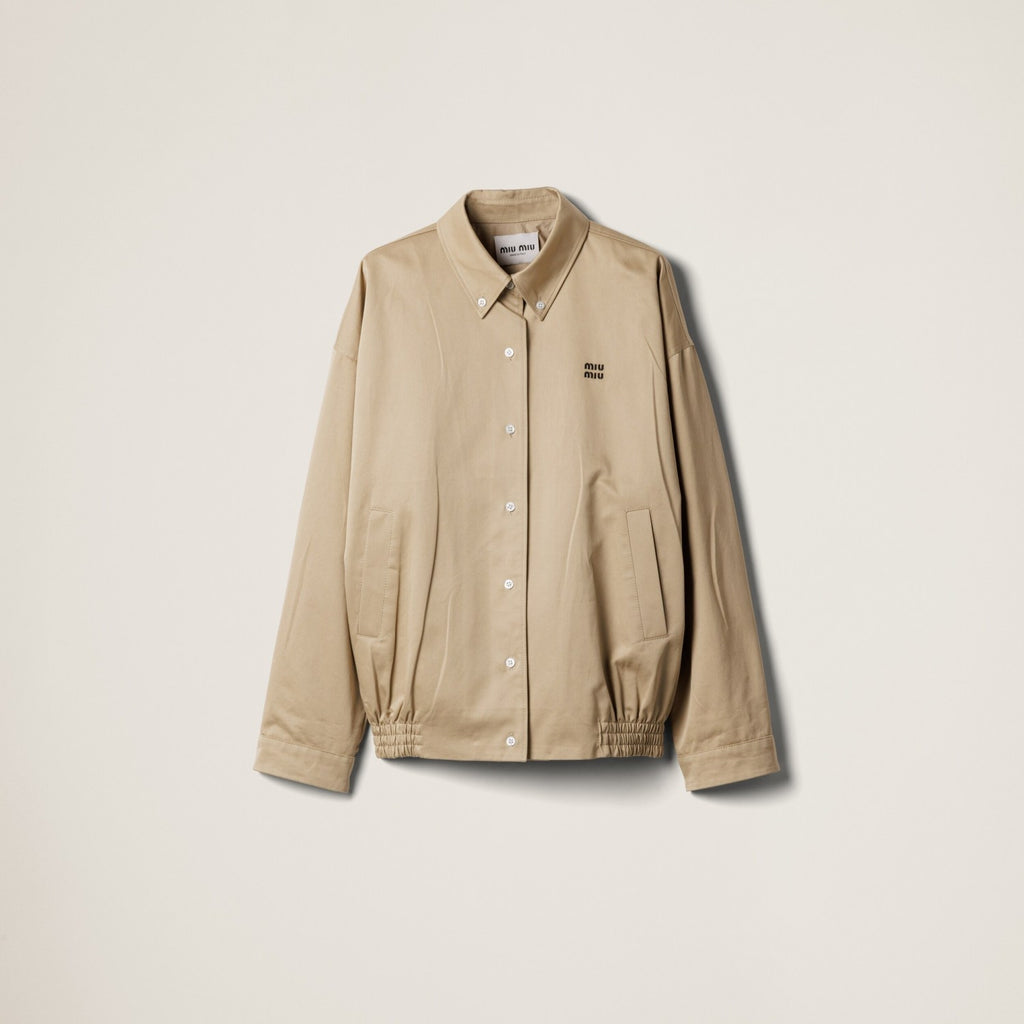 MiuMiu Men's Women's Spring & Autumn Twill Cotton Logo Embroidery Solid Color Single Breasted Long Sleeve Jacket Coat #81282