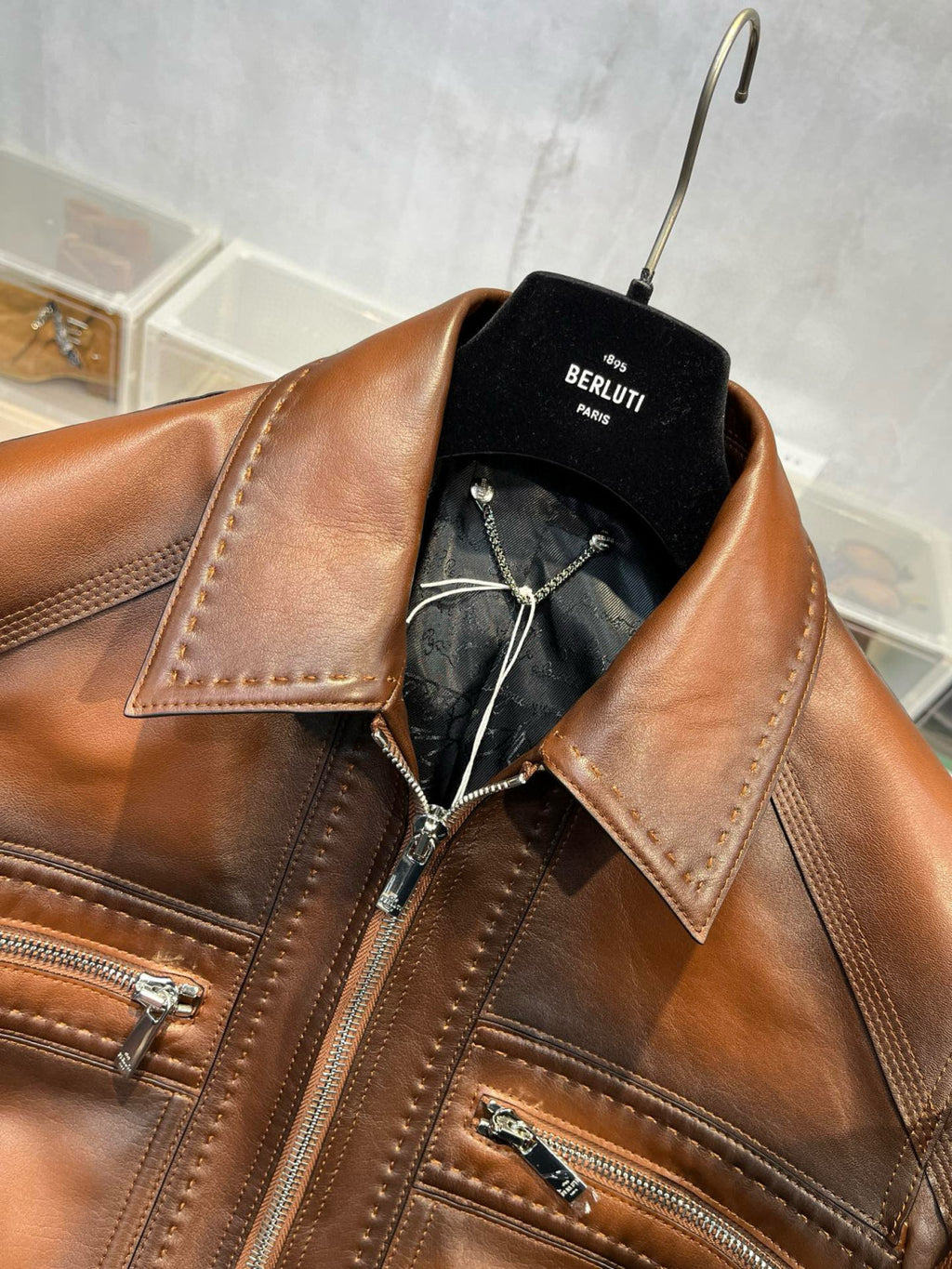 Berluti Leather Jacket Coat #9972