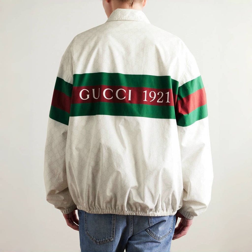 Gucci Men's Spring and Autumn GG Printed Cotton Colorful Webbing Standing Collar Zipper Casual Long Sleeve Sports Jacket #99962