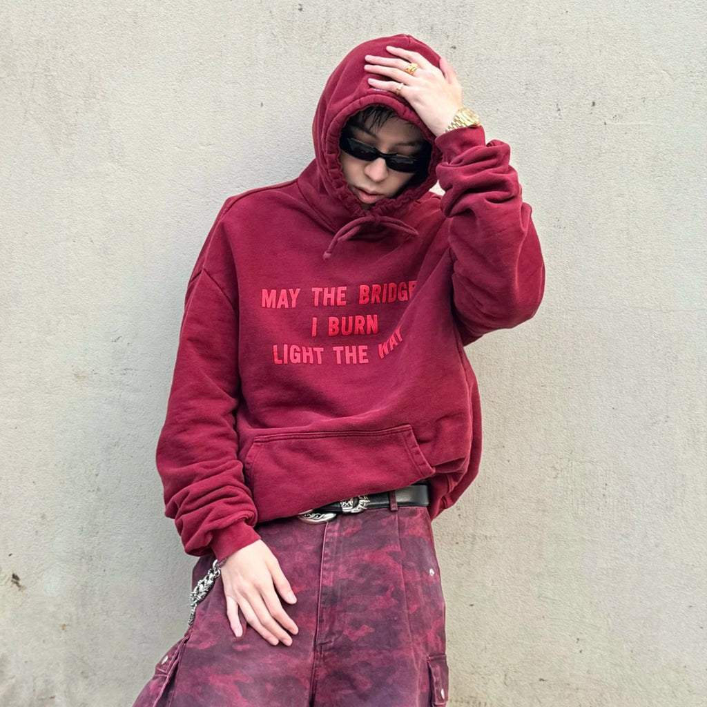 Vetements Men's Red Letter Print Hooded Sweatshirt Spring and Autumn Fashion Trend High Street Pullover Hoodie Ngvp #9976