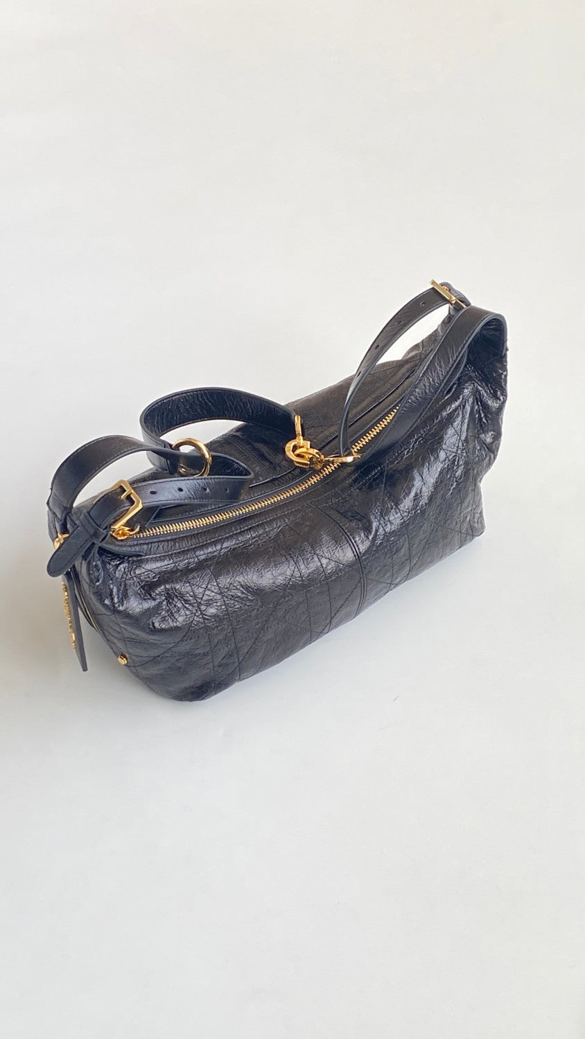 DIOR Medium_D-Journey Bag in Crinkled Calfskin Metallic Gold-Tone Flat Macrocannage #335779