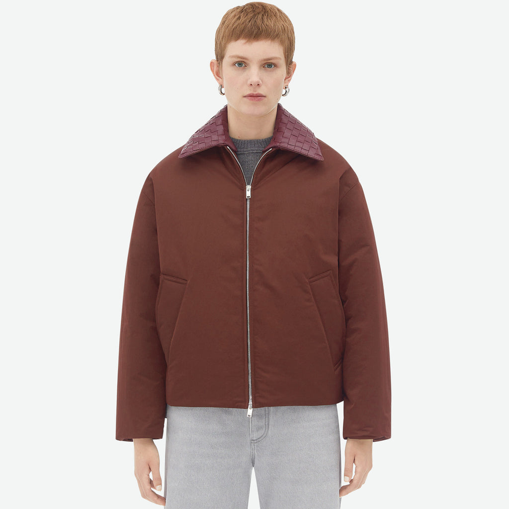 Bottega Veneta Men's Winter Solid Color Lapel Zipper Cotton Twill Long Sleeve Fitted Puffer Down Jacket Ngvp #9766
