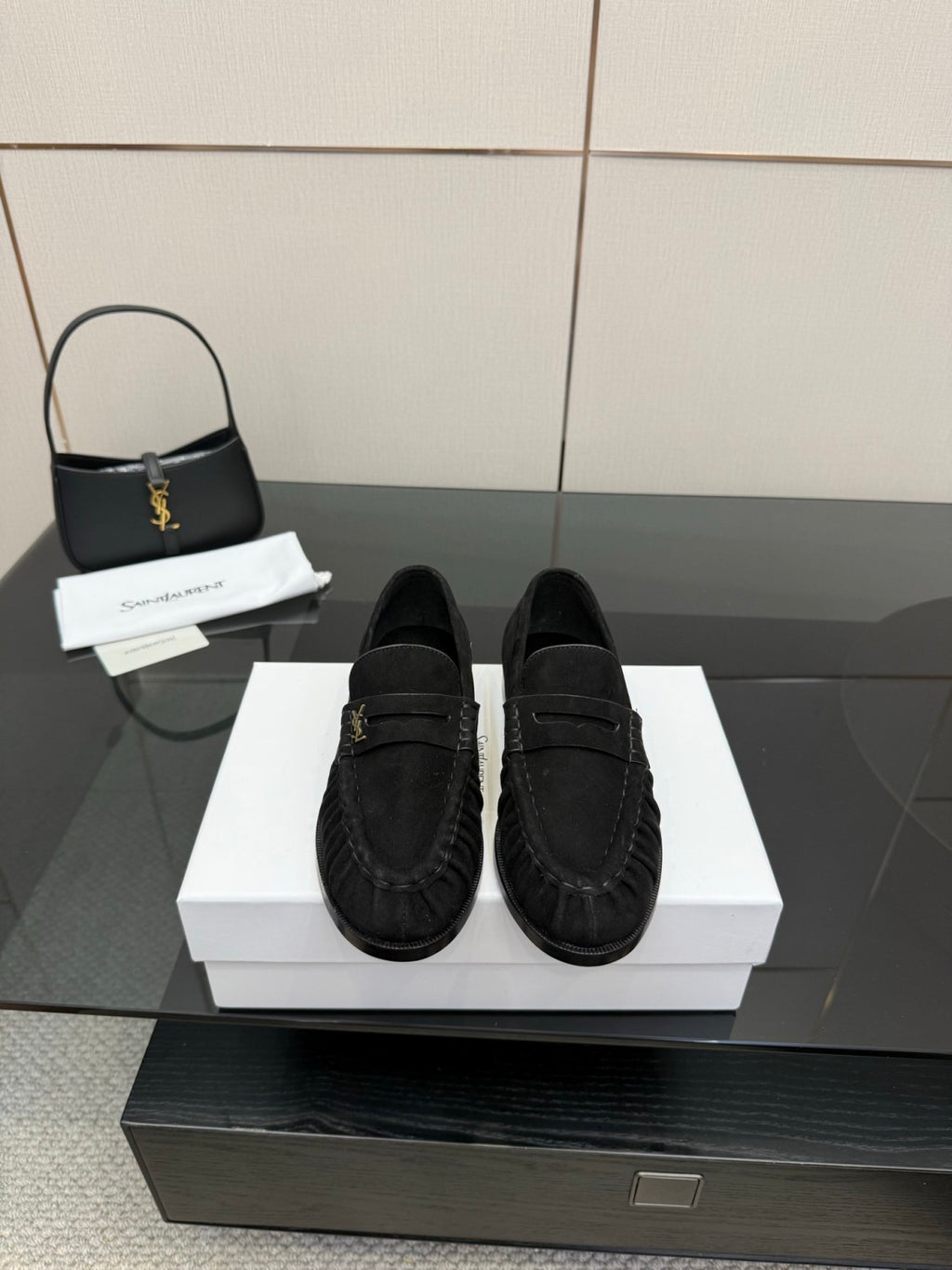 Saint Laurent Women's Autumn/Winter Fashion Casual Sheepskin Suede Round Toe Slip On Flat Loafers Casual Shoes #78376