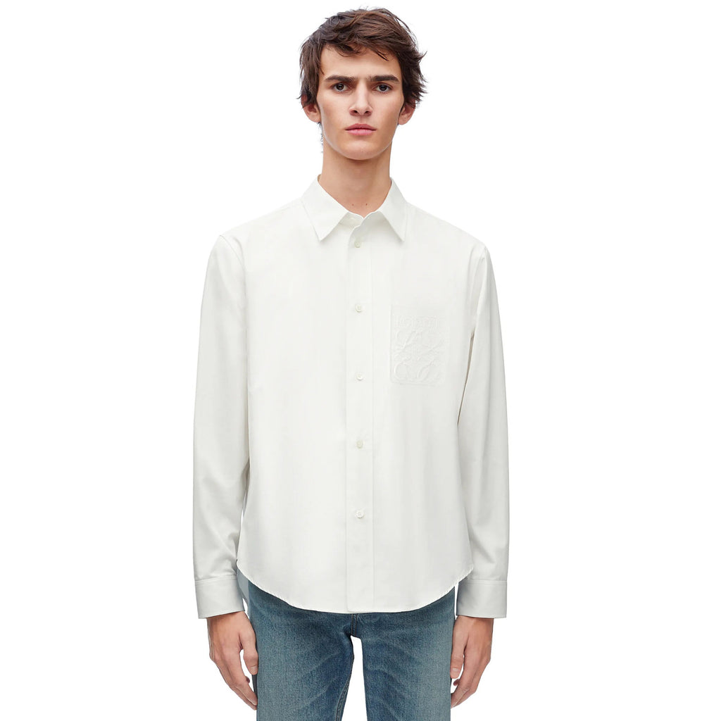 Loewe Men's Spring and Autumn Solid Color Single Breasted Lapel Long Sleeve Shirt #99552