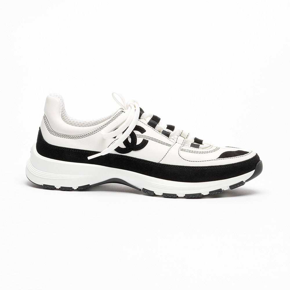 CHANEL Sneakers Calfskin Suede Calfskin White Black #378646
