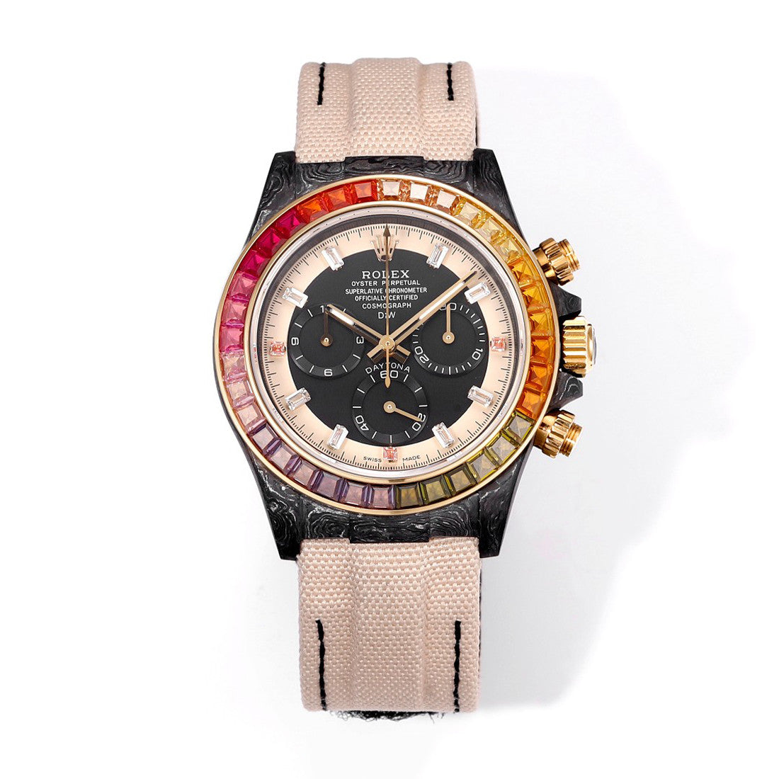 Rolex Men's Cosmo Chrono Daytona Mechanical Watch with Carbon Fiber Patterned Luminous Case #73619