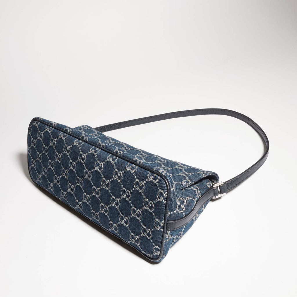 GUCCI Madison Medium Shoulder Bag in Blue GG Denim #383858