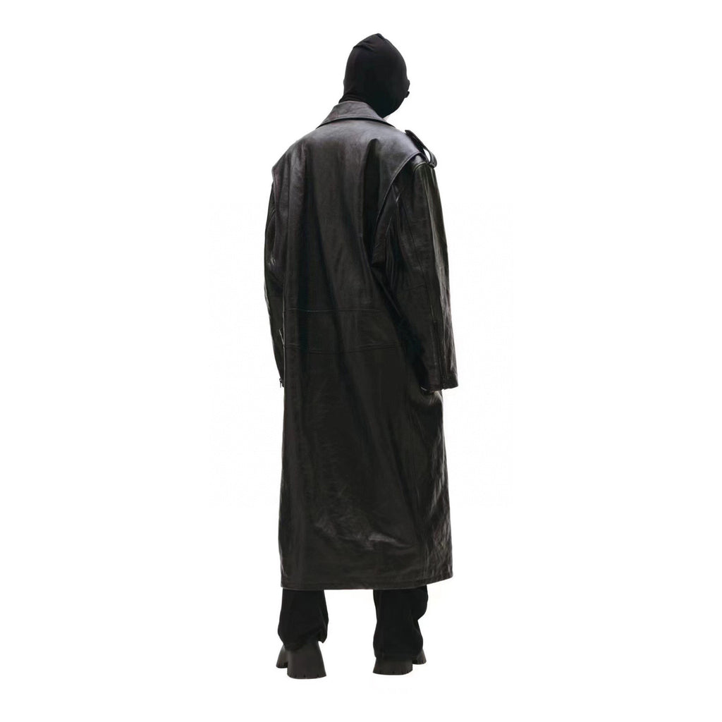 Balenciaga Black Leather Vintage Long Jacket Ngvp #6657
