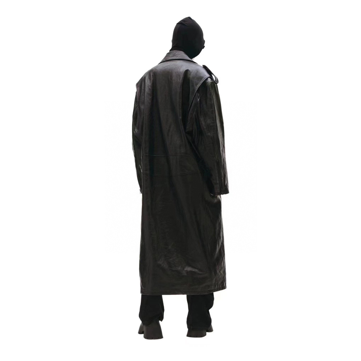 Balenciaga Black Leather Vintage Long Jacket Ngvp #6657