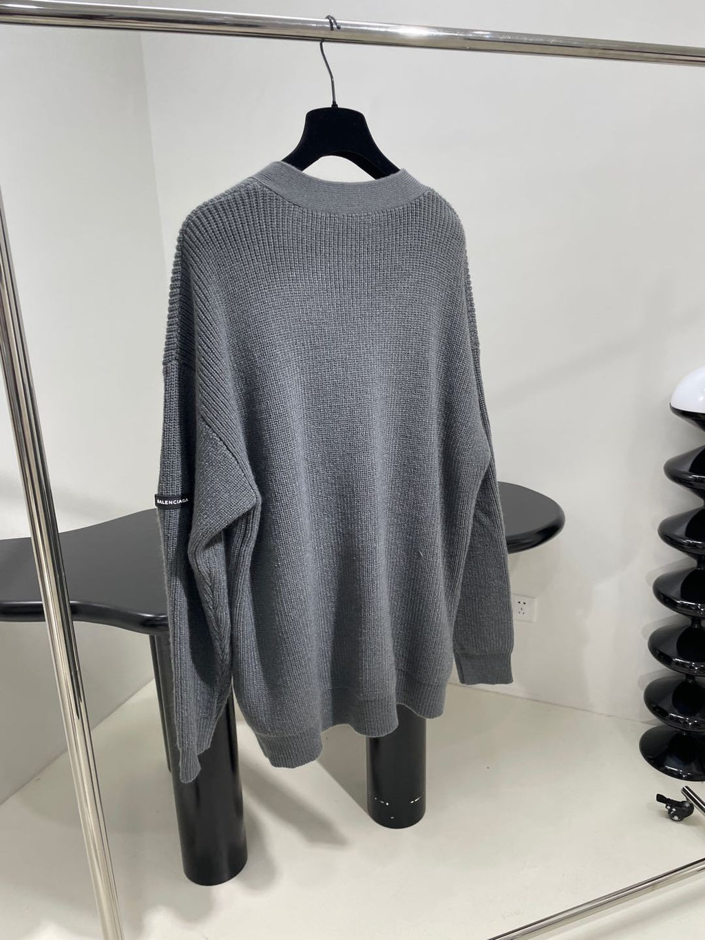 Balenciaga Men's And Women's Spring/fall Fashion Casual V-neck Single Button Wool Knit Cardigan #78622