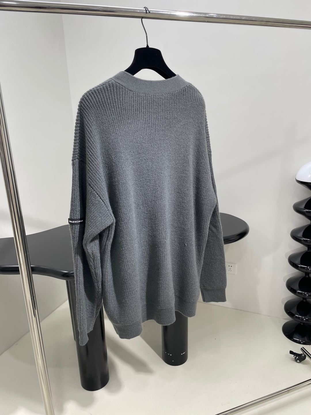 Balenciaga Men's And Women's Spring/fall Fashion Casual V-neck Single Button Wool Knit Cardigan #78622