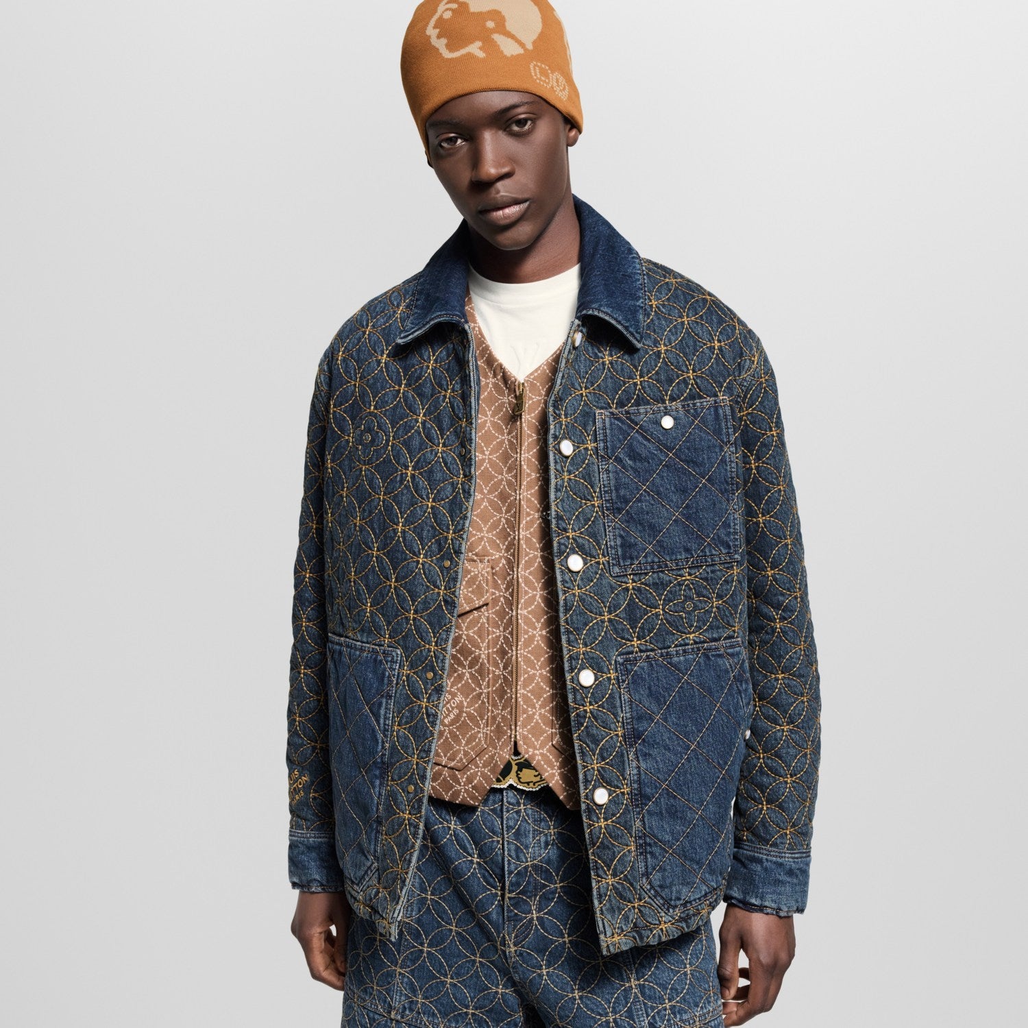 Louis Vuitton Men's And Women's Fall/Winter Fashion Casual Lapel Single Breasted Cotton Jacket Denim Jacket #79224