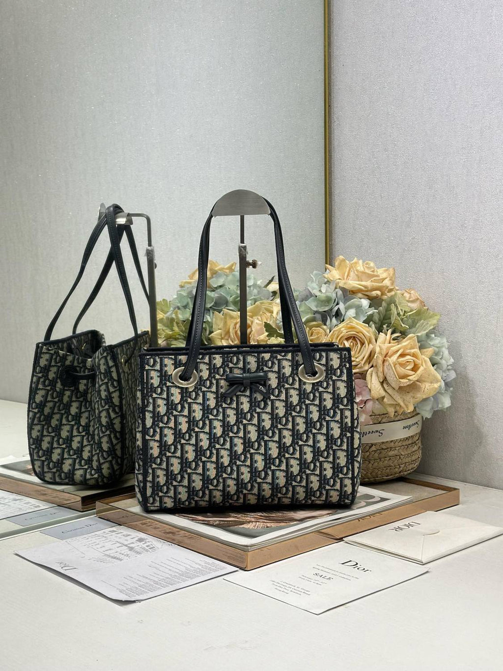 DIOR Small Dior Promenade Shopping Bag Blue Dior Oblique Jacquard #376636