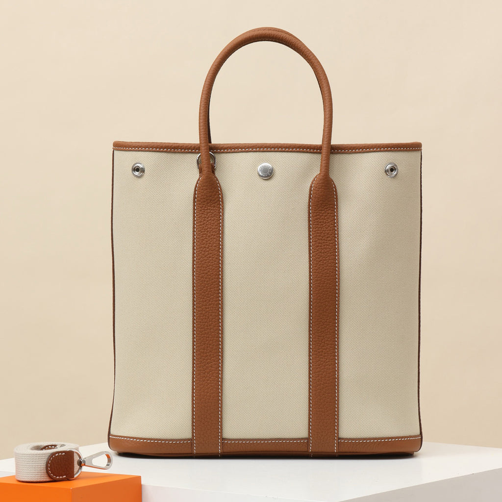 Hermes Men's And Women's Fashion Classic Color Blocked Silver Buckle Canvas Tote Bag Shoulder Bag Crossbody Bags H080141CKAA #78948