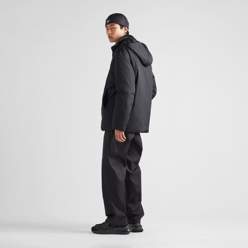 Prada Men's Fall And Winter Black Nylon Reversible Zipper PufferDown Long Sleeve Jacket #73712