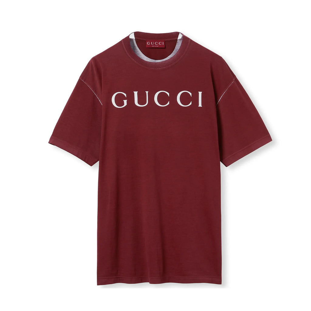 Gucci Men's Summer Solid Color Letter Print Round Neck Cotton Short Sleeve T-Shirt #75964