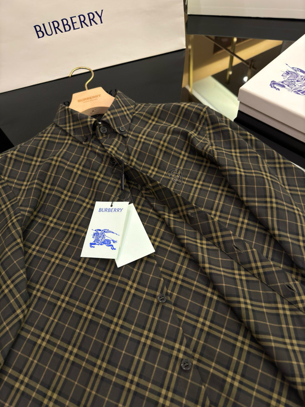 Burberry Men's Spring/Autumn Fashion Casual Loose Checkered Pattern Single Breasted Button Down Collar Long Sleeved Shirt #78318