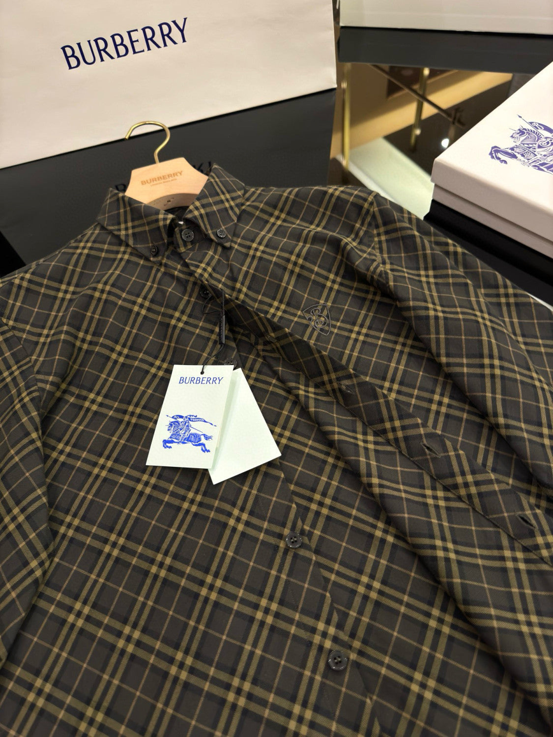 Burberry Men's Spring/Autumn Fashion Casual Loose Checkered Pattern Single Breasted Button Down Collar Long Sleeved Shirt #78318