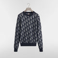 DIOR Dior Oblique Sweater Blue Cotton Wool Silk Blend Jacquard #377022