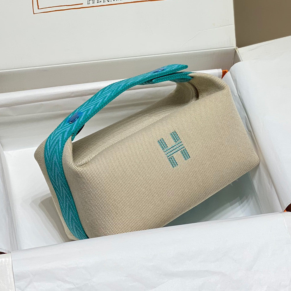 Hermes Classic Casual Color Block Canvas Tote Bag Makeup Bag Toiletry Bag Bags #78245