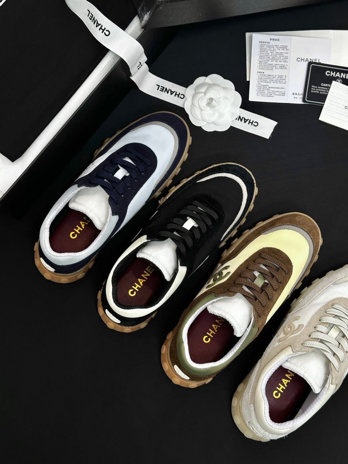 CHANEL Sneakers Mixed Fibers Suede Calfskin Calfskin #380548