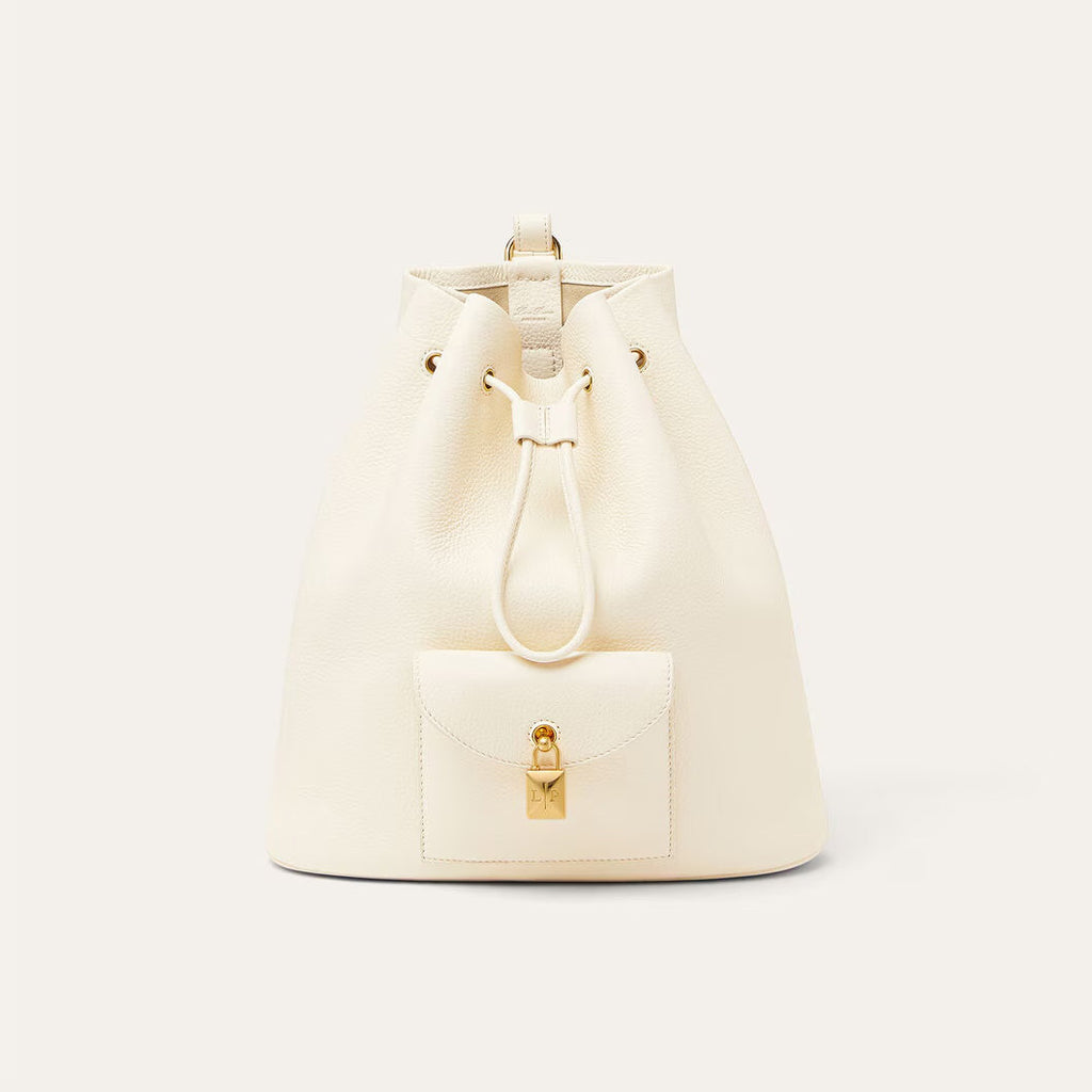 Loro Piana Extra Women's Fashion Classic Solid Color Drawstring Leather Bucket Tote Bag Bags FAP1404 #78861