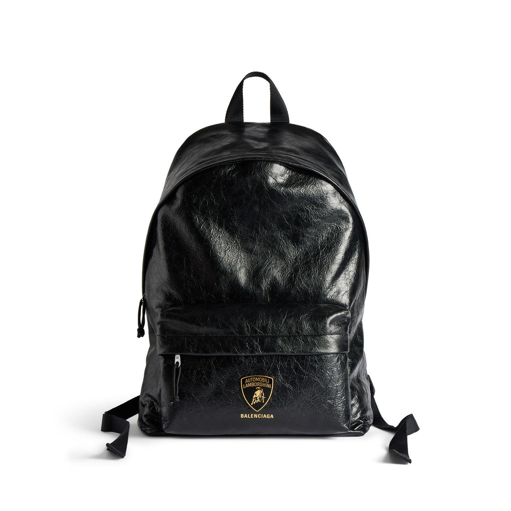 Balenciaga x Automobili Lamborghini Explorer Men's Solid Color Letter Print Oil Wax Leather Book Bag Backpack Bags #78129