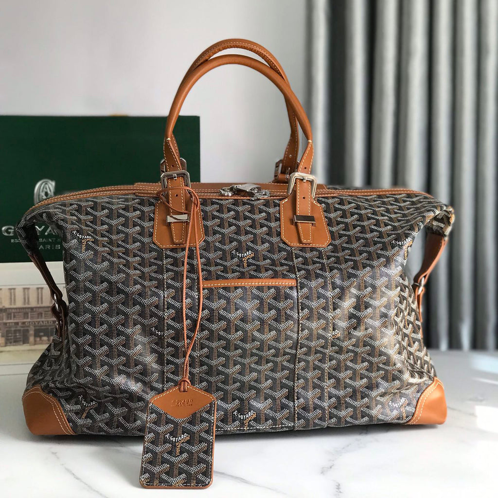 GOYARD Men's And Women's Old Flower Full Print Canvas Collocation Cowhide Shoulder Cross Handbag Travel Bag Bags #75471