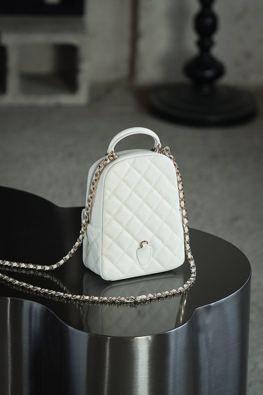 Chanel Women's Solid Color Chain Shoulder Strap Grained Cowhide Mini Backpack Bag Bags #77138