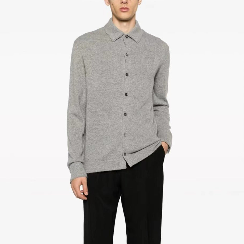Ermenegildo Zegna Men's Spring. Summer. Autumn Cashmere Silk Lapel Long Sleeved Single Breasted Solid Color Shirt Ngvp #2564
