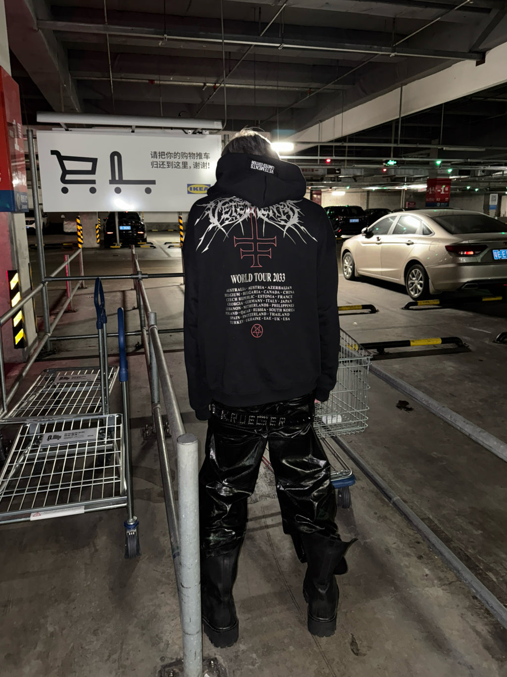 Vetements Men's Fall And Winter Black Skull Embroidery Hooded Sweatshirt Fashion Patch High Street Retro Long Sleeve Pullover Sweatshirt  Ngvp #2457