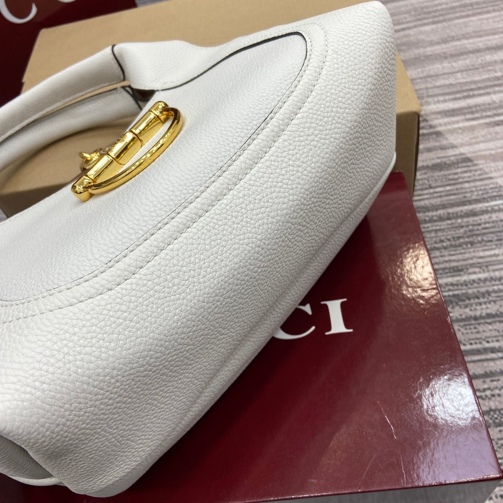Gucci Softbit Women's Solid Color Horsebit Buckle Leather Tote Shoulder Bag Bags #76194