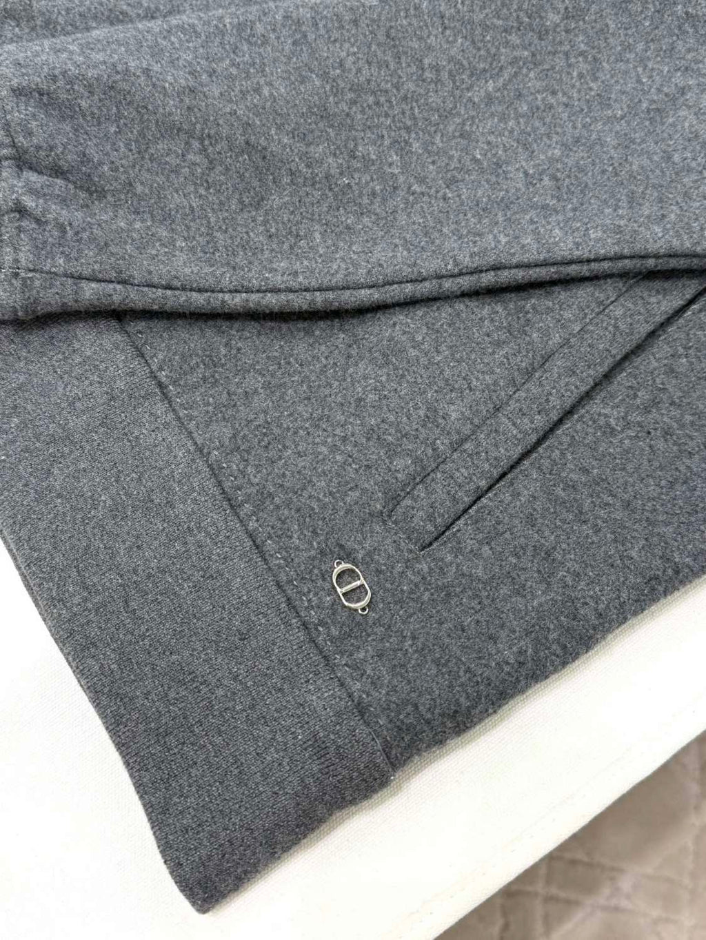 Dior Men's Spring and Autumn Solid Color Jacquard Cashmere Hooded Zipper Long Sleeve Jacket Drawstring Lace-Up Leisure Pants Suit Set #74477