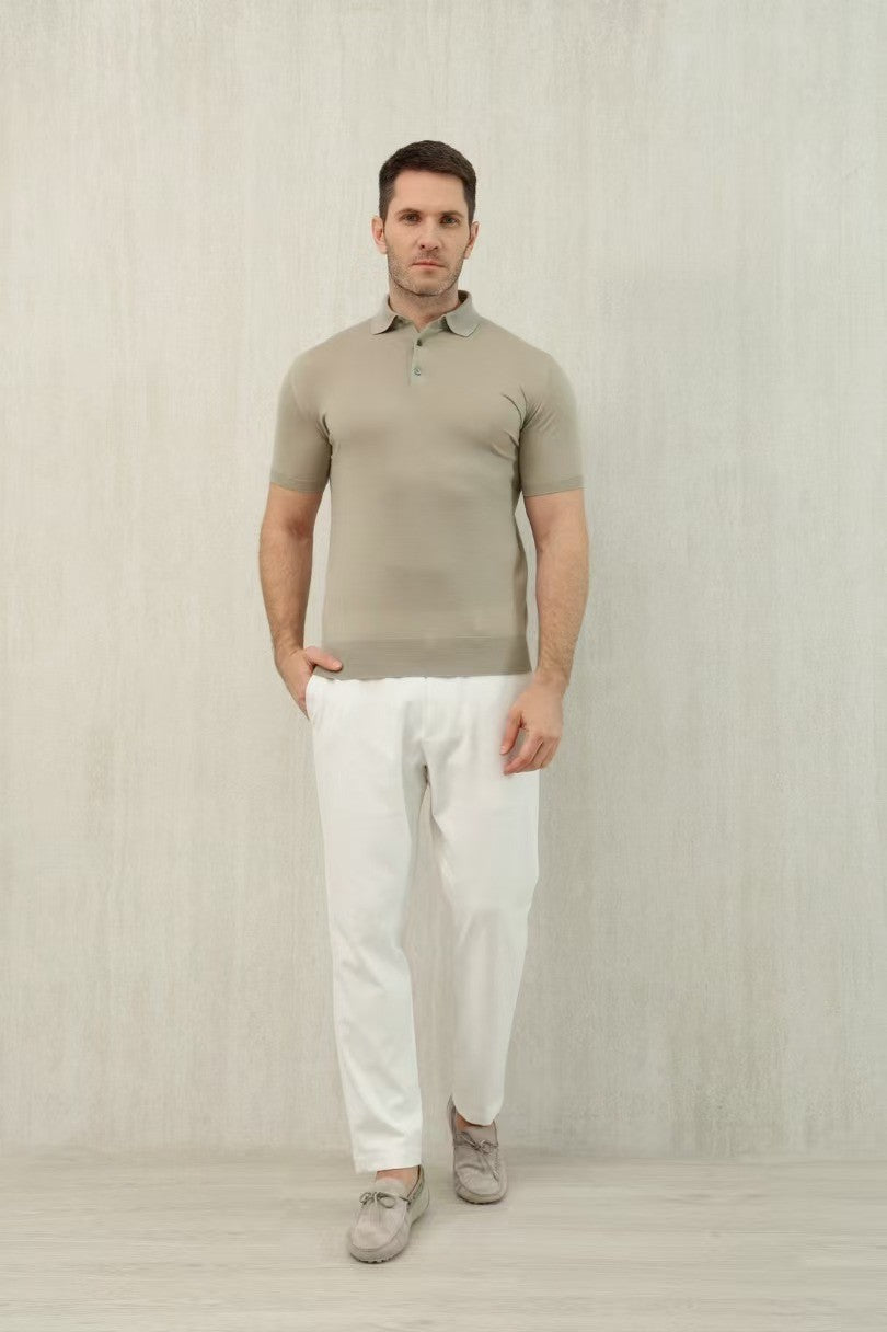 Loro Piana Men's Summer Lapel Straight Solid Color Fitted Pullover Short Sleeve Polo Shirt Ngvp #1554