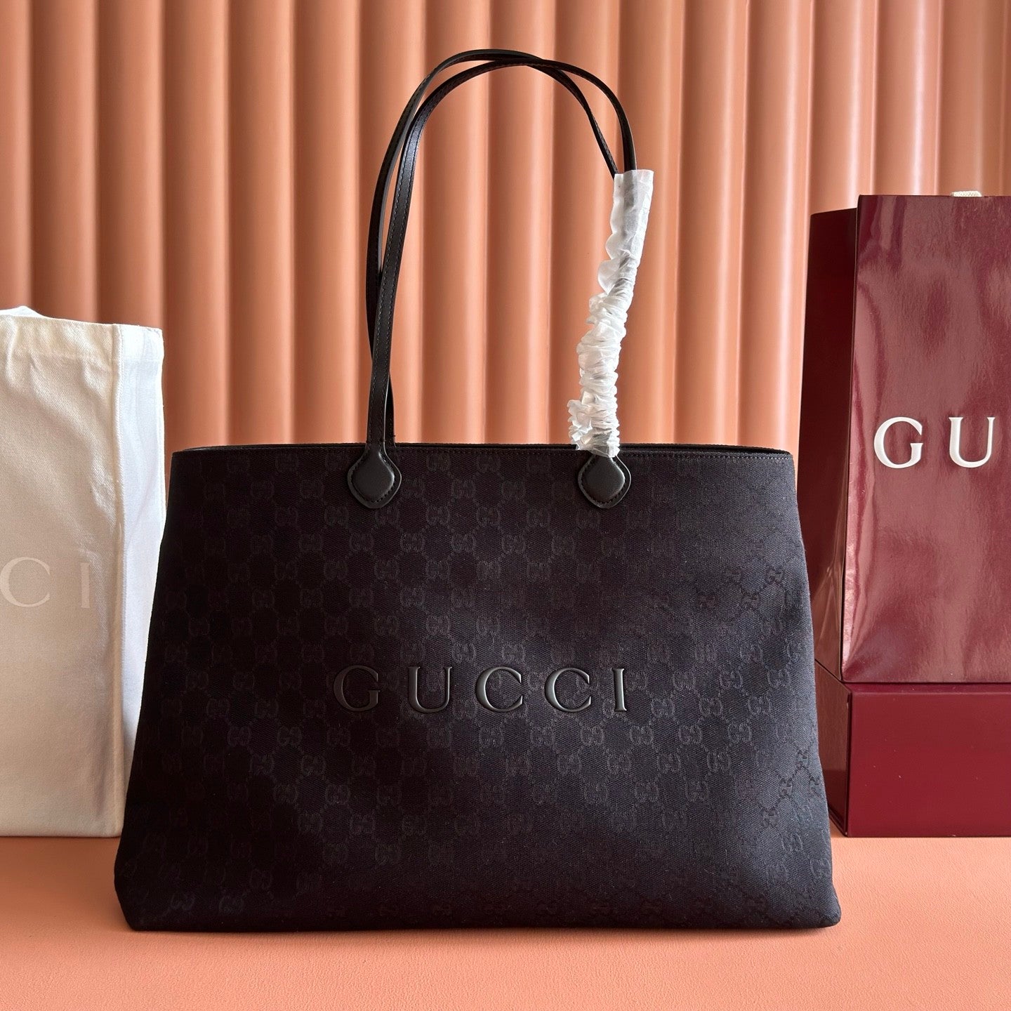 Gucci NY Limited Edition Large Tote Bag Gucci Core Runway Show Black GG Canvas Bags A00B4RFAGNG1000 #197404