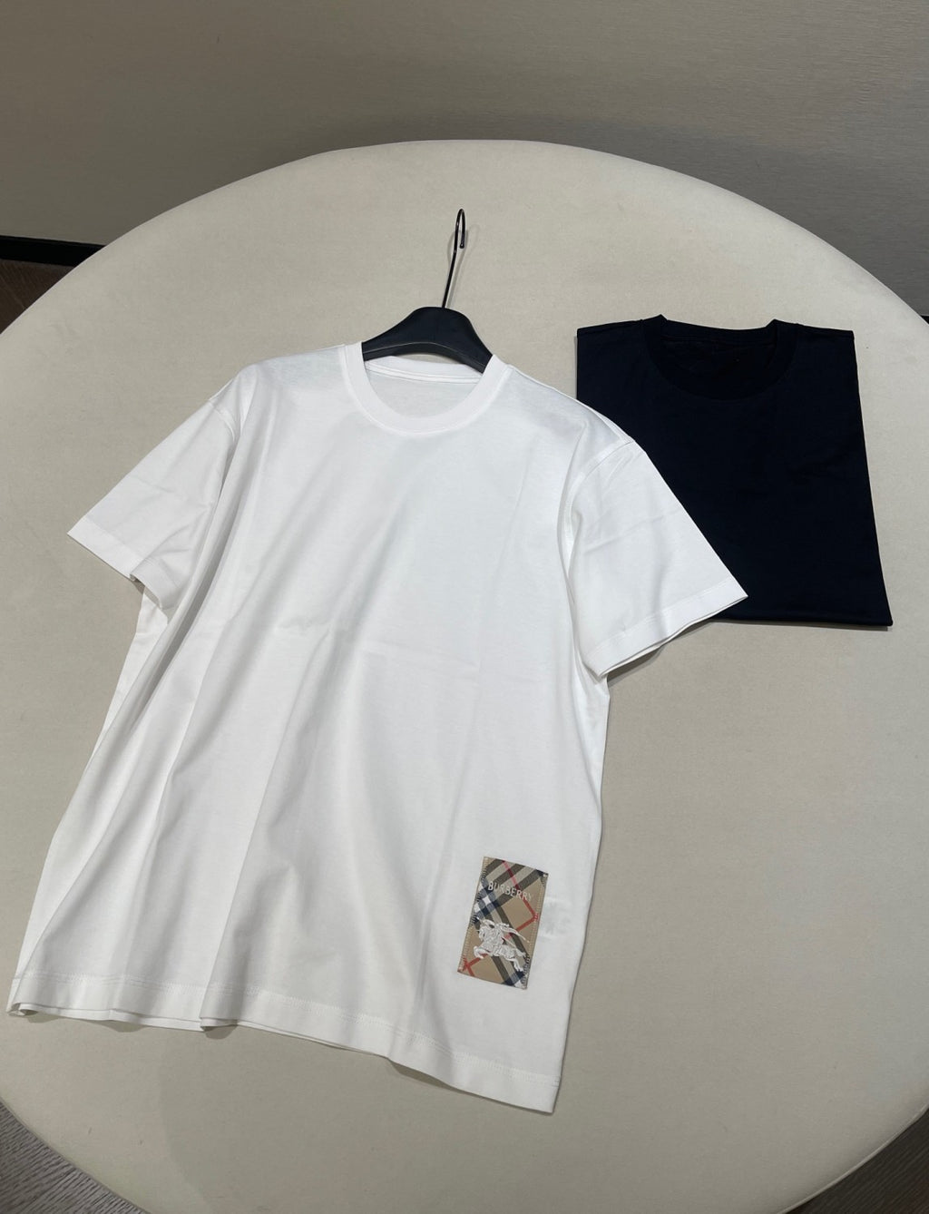 Burberry Men's Summer Embroidered Logo Round Neck Cotton Short Sleeve T-Shirt #75264