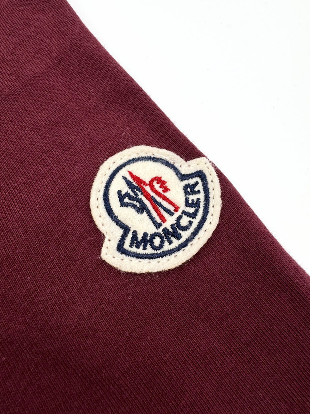 Moncler Burgundy Embroidered Logo Cotton T-Shirt Polos T-shirts #375498