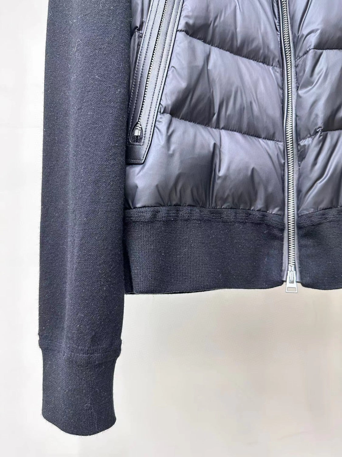 Tom Ford Men's Winter Knit Patchwork Down Zipper Jacket Nylon Fown Front Merino Blouson #97213