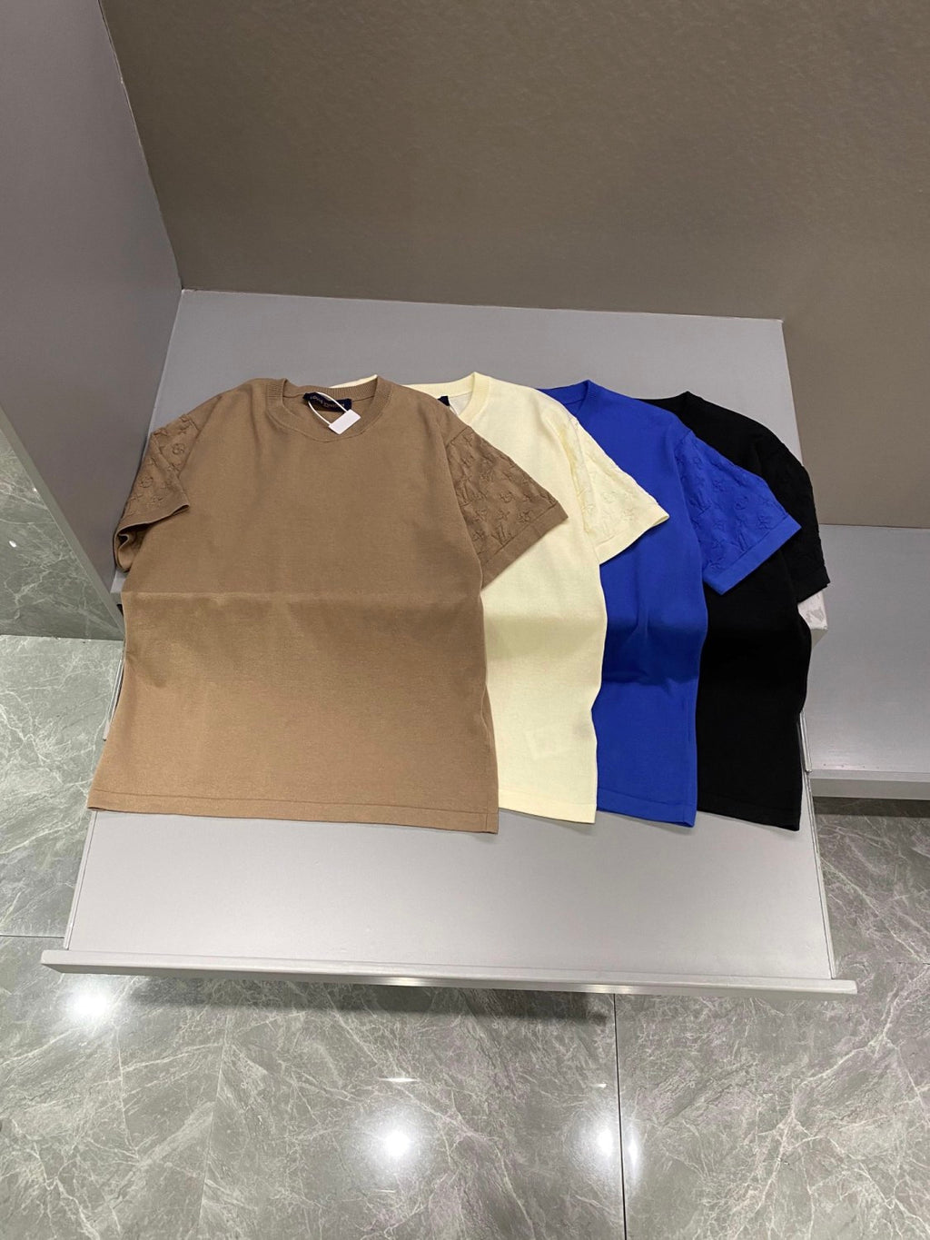 Louis Vuitton Men's Summer Solid Color Logo Jacquard Round Neck Cotton Short Sleeve T-Shirt #99834