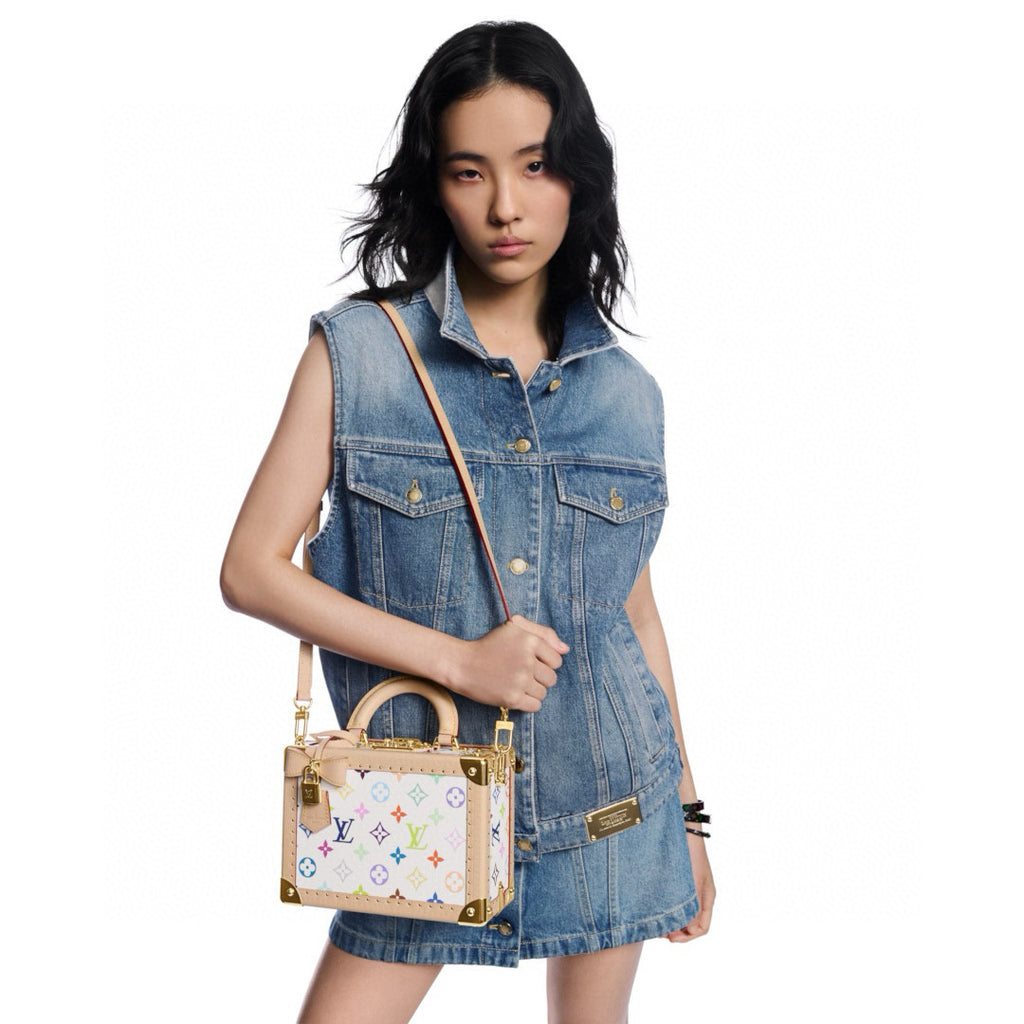 Louis Vuitton LV x TM Petite Valise Women's Detachable Adjustable Shoulder Strap Colorful Letter Printed Coated Canvas Single Shoulder Slanting Handbag Bag Bags #75435