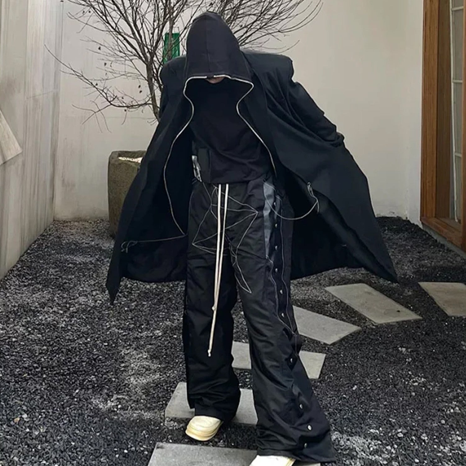 Rick Owens Men's Four Seasons Dark Line Button Workwear Pants Loose Retro Trend Drawstring Straight Leg Pants Ngvp #8779