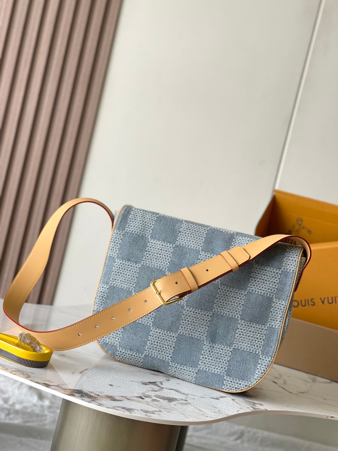 Louis Vuitton Montsouris Men's Solid Vintage Magnetic Buckle Closure Coated Canvas Denim Shoulder Crossbody Bag Bags #76845