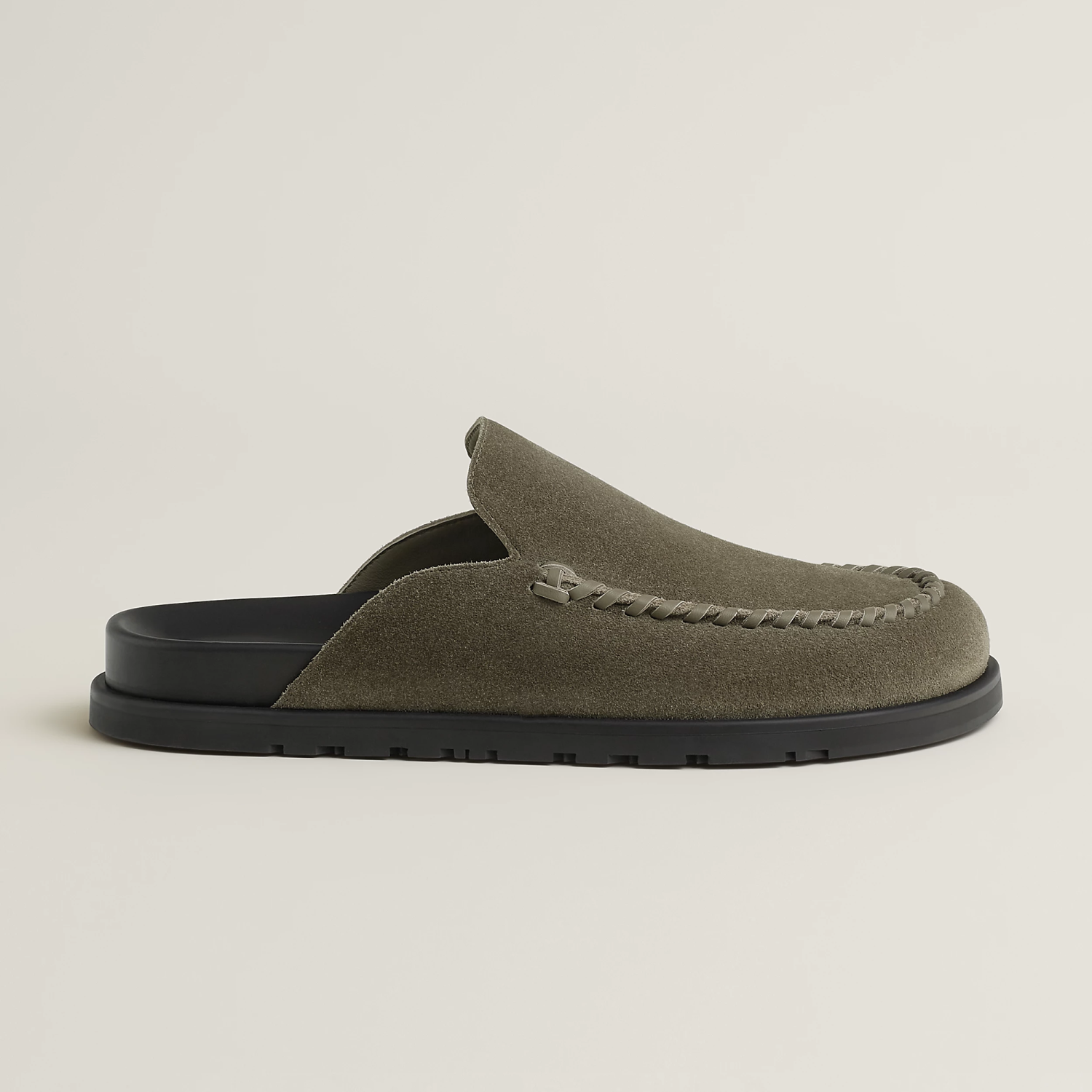 Hermes Men's Johan Mule Shoes Summer Solid Color Round Toe Suede Flat Slippers Casual Shoes Ngvp #1831