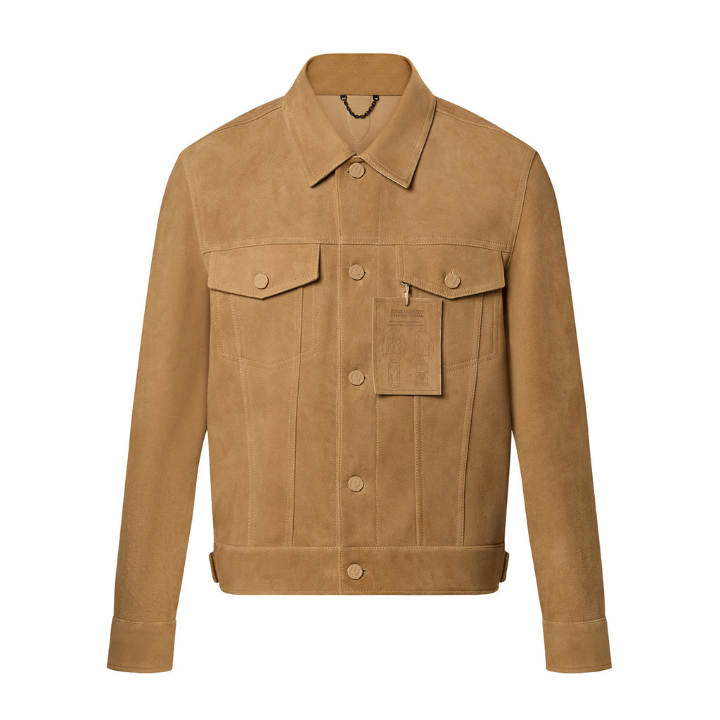 Louis Vuitton Men's Autumn and Winter Khaki Sheepskin Pocket Single Breasted Jacket #98817