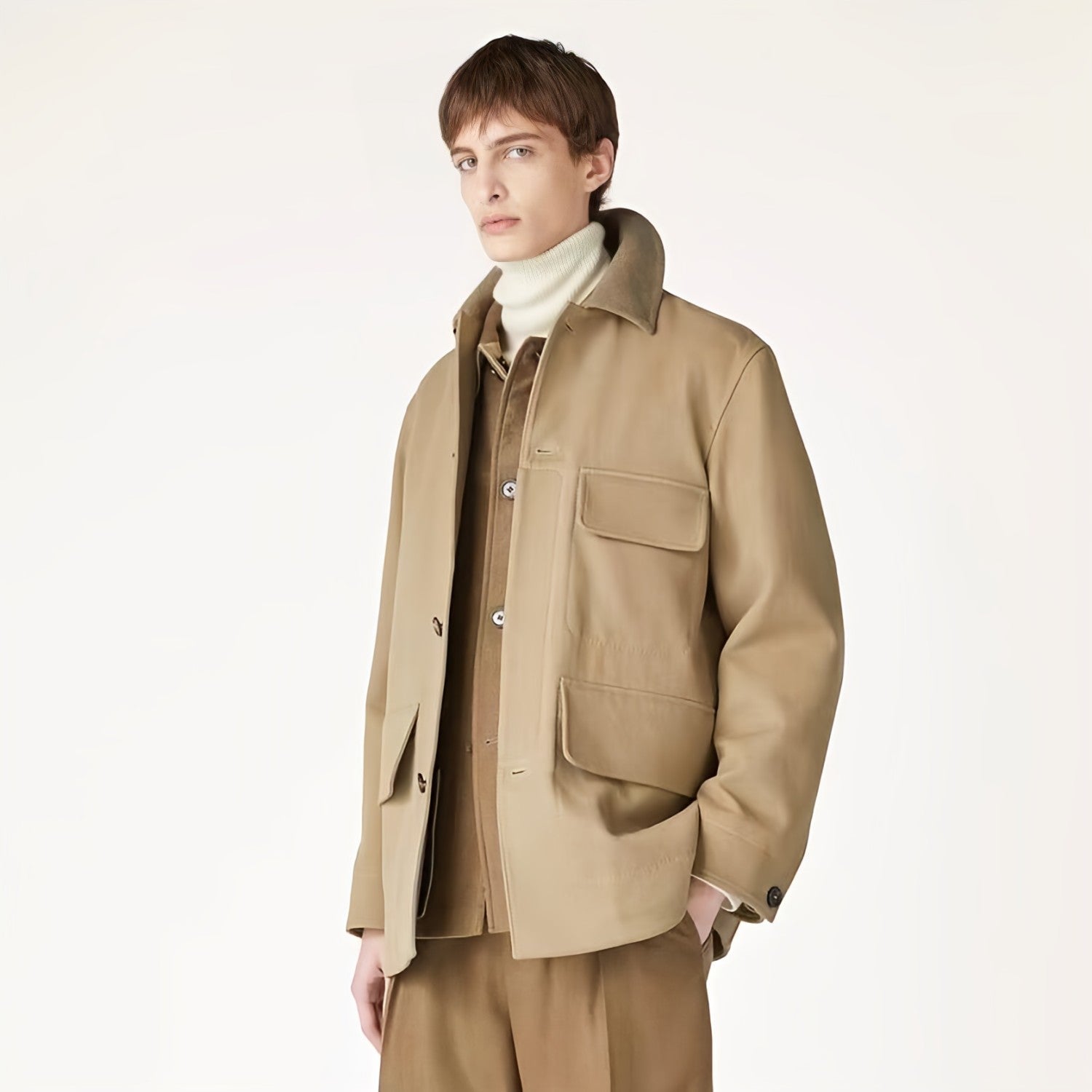 Loro Piana Men's Fall And Winter High-end Business Casual Trench Coat Jacket Lapel Single-breasted Cotton Trend Jacket Ngvp #2483