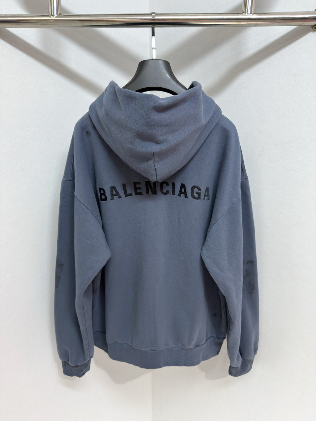 Balenciaga BACK HOODIE Men's Spring/Autumn Fashion Casual Solid Color Embroidered Zipper Gathered Cuffs Waist Hooded Cardigan Jacket Sweatshirt #78283