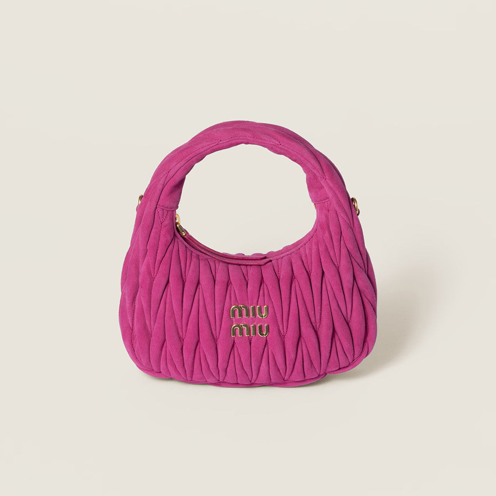 MiuMiu Wander Matelassé Suede Leather Bag Women's Metal Engraving Zipper Closure Single Shoulder Crossbody Crescent Bag Tote Bag #333006