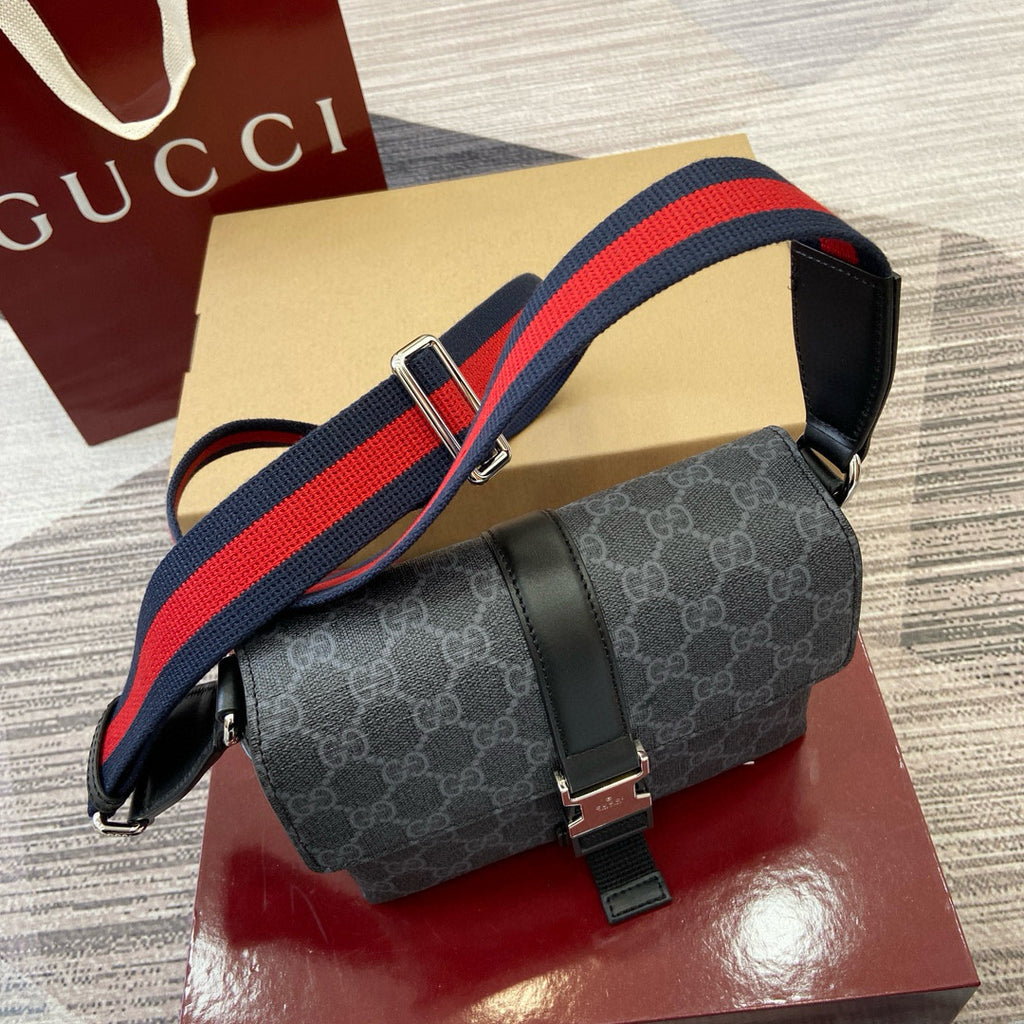Gucci Men's Adjustable Shoulder Strap Solid Color Letter Print Buckle Closure Single Shoulder Crossbody Bag Bags #77194