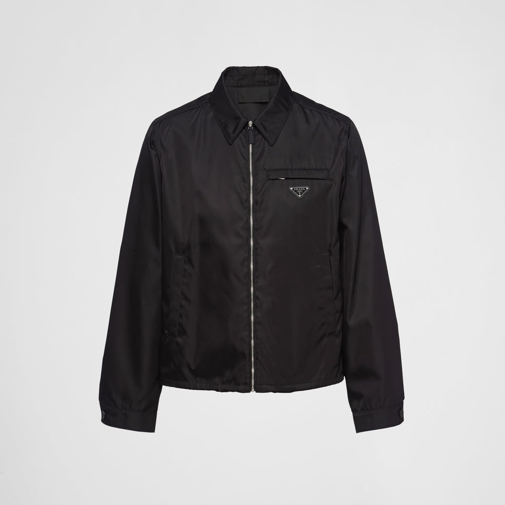Prada Men's Fall/Winter Fashion Casual Solid Color Collared Zipper Nylon Triangular Logo Shirt Style Jacket #79153
