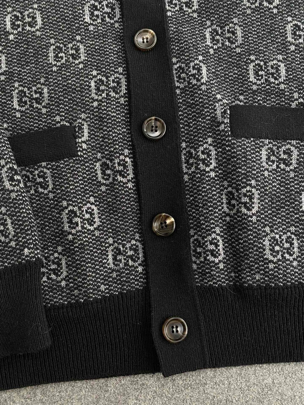 Gucci Men's Spring And Fall Letter Print Single Breasted V-neck Wool Long Sleeved Knit Sweater Jacket #73613